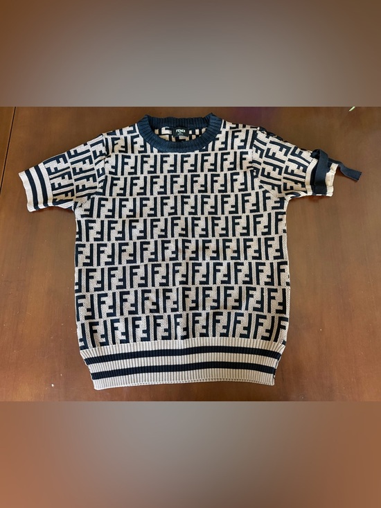 Fendi Tops - Fendi Black & Cream FF Logo Knit Sweater